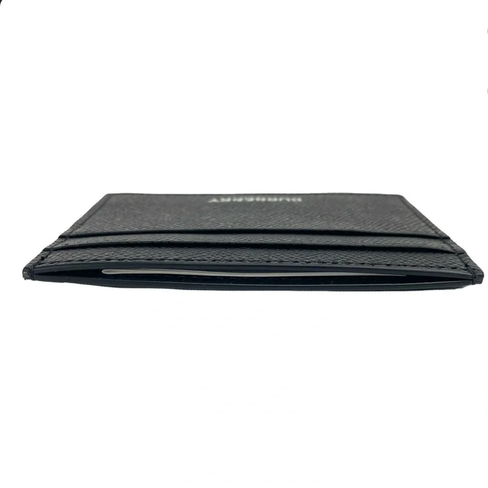 Burberry Black Grained Leather Card Holder Wallet